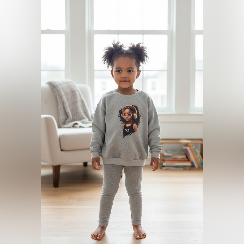 Gray Crewneck Sweater with Graphic Design